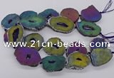 CNG3296 30*35mm - 35*40mm freeform plated druzy agate beads