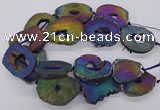 CNG3297 40*45mm - 45*55mm freeform plated druzy agate beads