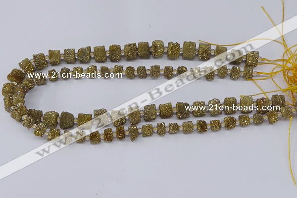 CNG3337 15.5 inches 6*8mm - 10*14mm nuggets plated druzy agate beads