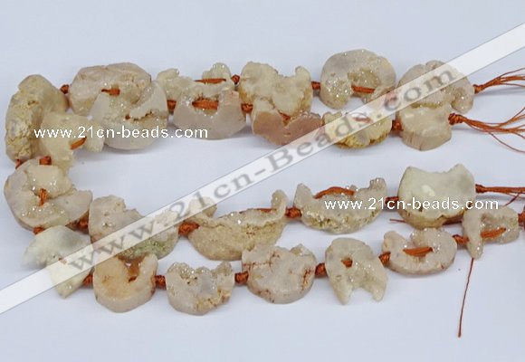 CNG3374 20*30mm - 30*45mm freeform plated druzy agate beads