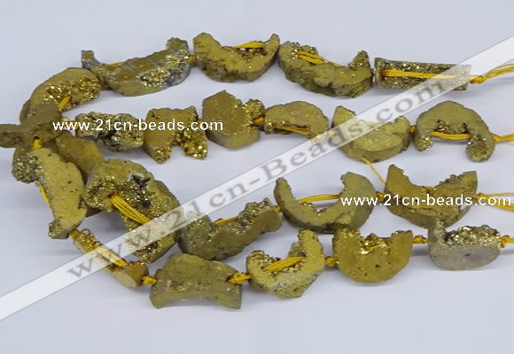 CNG3379 20*30mm - 30*45mm freeform plated druzy agate beads