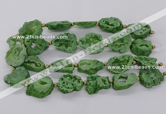 CNG3416 15.5 inches 18*25mm - 30*35mm freeform plated druzy agate beads