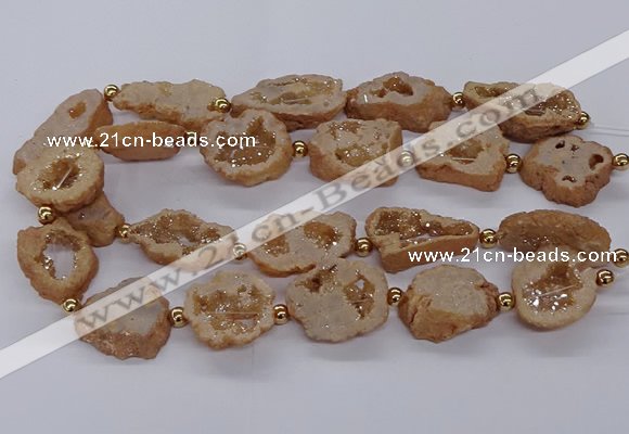 CNG3417 15.5 inches 18*25mm - 30*35mm freeform plated druzy agate beads