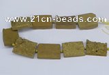 CNG3475 15.5 inches 30*40mm freeform plated druzy agate beads