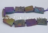 CNG3478 15.5 inches 30*40mm freeform plated druzy agate beads