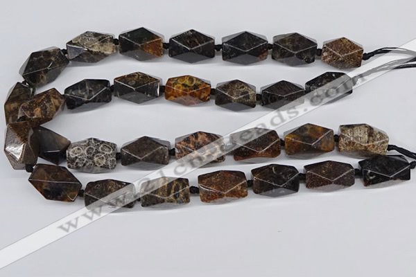 CNG3523 15.5 inches 15*25mm faceted nuggets fossil coral beads