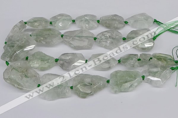 CNG3535 15.5 inches 25*30mm - 30*40mm freeform green quartz beads