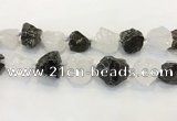 CNG3572 18*20mm - 25*30mm nuggets rough white crystal & smoky quartz beads