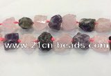 CNG3574 18*20mm - 25*30mm nuggets rough amethyst & rose quartz beads