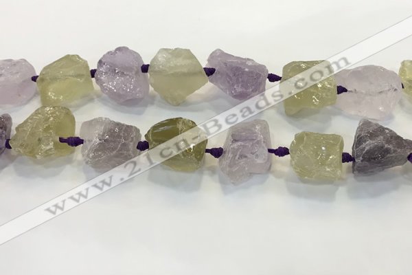 CNG3575 18*20mm - 25*30mm nuggets rough amethyst & lemon quartz beads