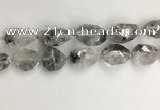 CNG3585 15*25mm - 20*30mm faceted nuggets black rutilated quartz beads