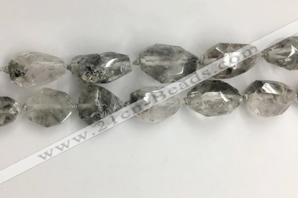 CNG3585 15*25mm - 20*30mm faceted nuggets black rutilated quartz beads