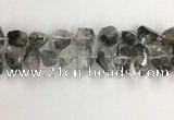 CNG3586 15*20mm - 15*30mm faceted nuggets black rutilated quartz beads