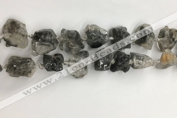 CNG3587 15*20mm - 18*25mm nuggets black & white rutilated quartz beads