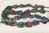 CNG3648 15.5 inches 22*30mm - 30*40mm freeform plated druzy agate beads