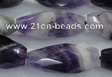 CNG372 15.5 inches 16*35mm faceted nuggets amethyst beads