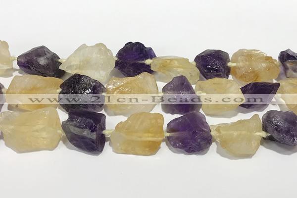 CNG3722 15.5 inches 15*20mm - 18*23mm nuggets rough amethyst & citrine beads