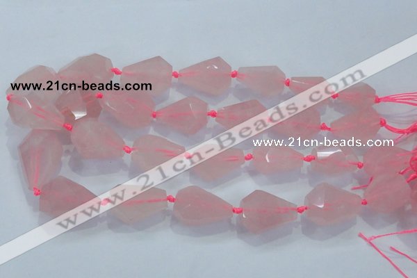 CNG384 15.5 inches 15*20mm – 25*30mm faceted nuggets rose quartz beads