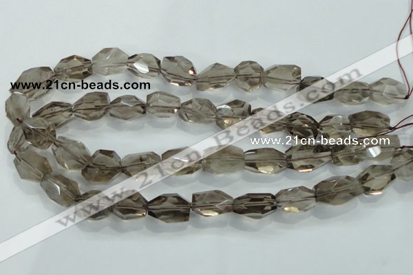 CNG401 15.5 inches 15*20mm faceted nuggets smoky quartz beads