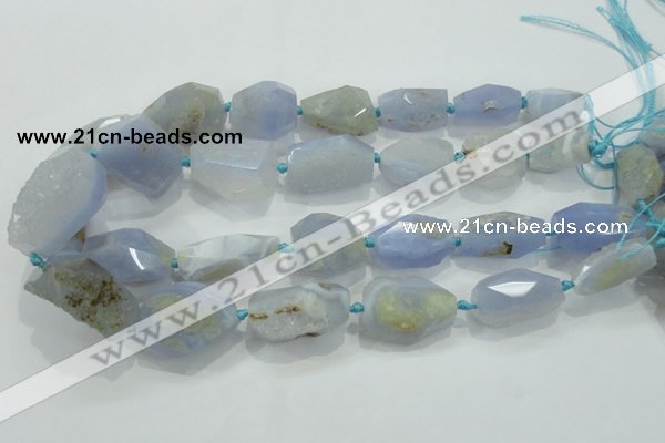 CNG404 15.5 inches 15*20mm - 18*30mm faceted nuggets blue chalcedony beads