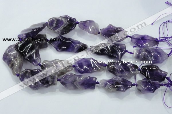 CNG424 15.5 inches 20*30mm - 25*50mm nuggets amethyst beads