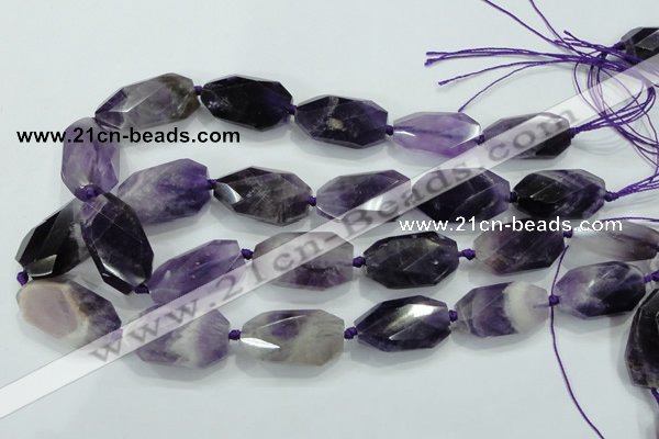 CNG482 15.5 inches 20*30mm twisted & faceted nuggets amethyst beads