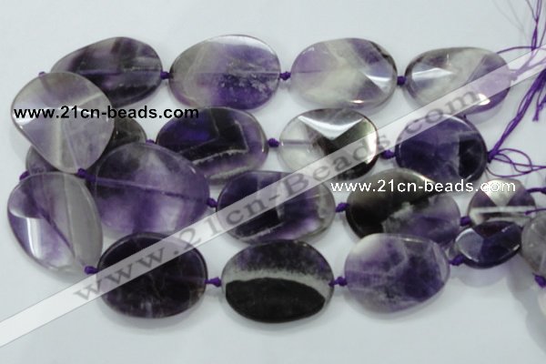 CNG485 20*30mm - 35*45mm twisted & faceted nuggets amethyst beads