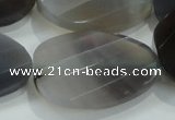 CNG486 15.5 inches 25*35mm twisted & faceted nuggets grey agate beads