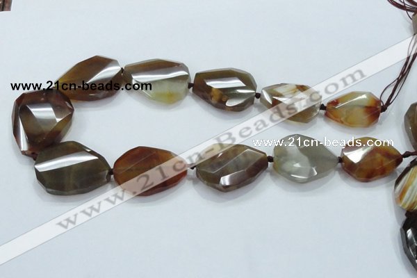 CNG488 20*25mm – 30*42mm twisted & faceted nuggets agate beads