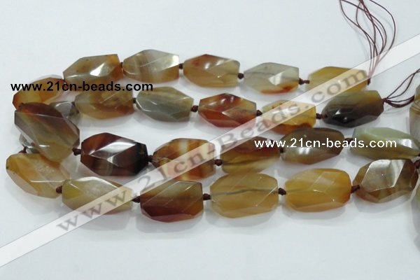 CNG490 15 inches 18*32mm twisted & faceted nuggets agate beads