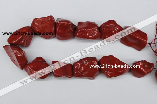 CNG50 15.5 inches 25*35mm nuggets red jasper gemstone beads