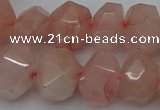 CNG5005 15.5 inches 12*16mm - 15*20mm faceted nuggets rose quartz beads