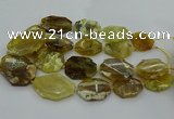 CNG5085 20*30mm - 25*45mm freeform yellow & green opal beads