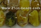 CNG5095 13*18mm - 15*20mm faceted nuggets yellow & green opal beads