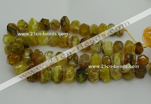 CNG5095 13*18mm - 15*20mm faceted nuggets yellow & green opal beads