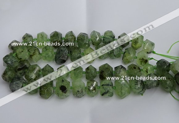 CNG5202 12*16mm - 15*20mm faceted nuggets green rutilated quartz beads