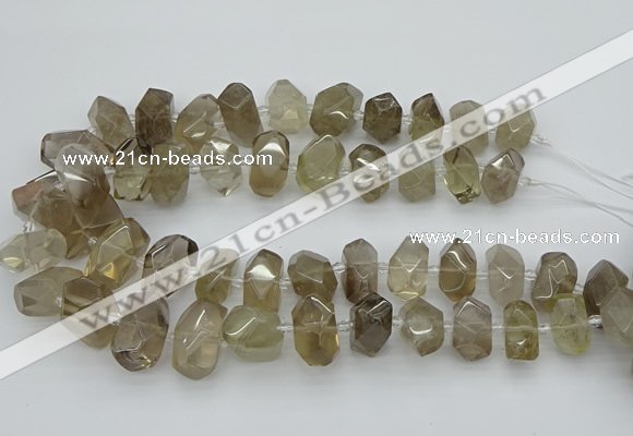 CNG5213 15.5 inches 12*16mm - 15*20mm faceted nuggets smoky quartz beads