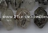 CNG5224 13*18mm - 15*25mm faceted nuggets black rutilated quartz beads