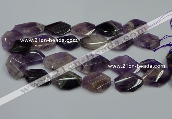 CNG5264 20*30mm - 22*35mm faceted freeform dogtooth amethyst beads