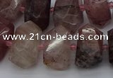 CNG5274 12*16mm - 15*20mm faceted nuggets strawberry quartz beads