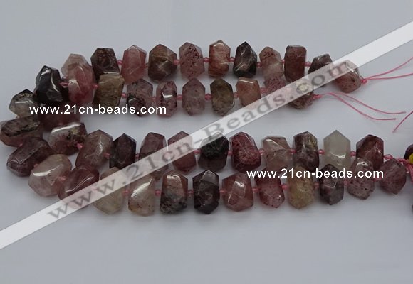 CNG5274 12*16mm - 15*20mm faceted nuggets strawberry quartz beads