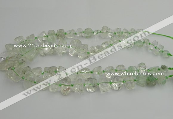 CNG5308 15.5 inches 8*15mm - 15*25mm nuggets green phantom quartz beads