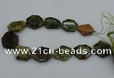 CNG5314 15.5 inches 20*30mm - 35*45mm freeform green garnet beads
