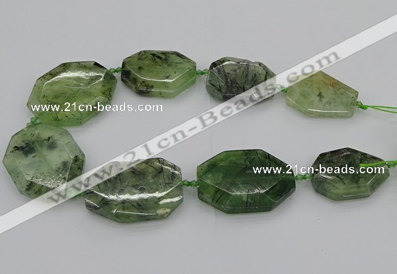 CNG5359 20*30mm - 35*45mm faceted freeform green rutilated quartz beads