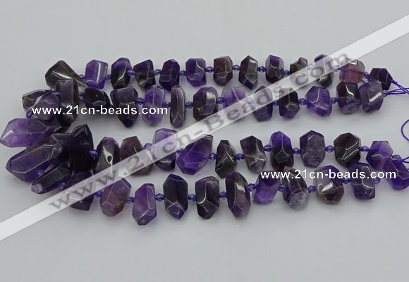 CNG5365 15.5 inches 12*16mm - 15*25mm faceted nuggets amethyst beads