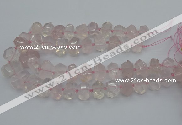 CNG5366 15.5 inches 12*16mm - 15*20mm faceted nuggets rose quartz beads