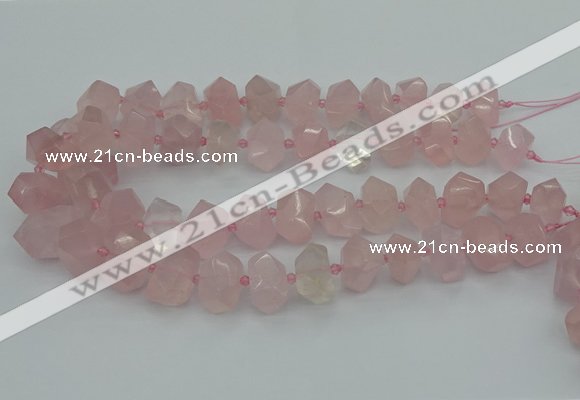 CNG5367 15.5 inches 12*16mm - 15*20mm faceted nuggets rose quartz beads