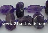 CNG5370 15.5 inches 10*15mm - 15*25mm faceted nuggets amethyst beads