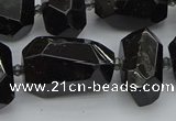 CNG5373 12*16mm - 18*25mm faceted nuggets black tourmaline beads