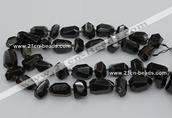 CNG5373 12*16mm - 18*25mm faceted nuggets black tourmaline beads